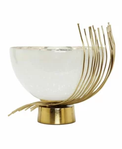 Classic Touch Opaque Glass Bowl Twig Base