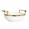 Classic Touch Round Bowl With Beaded Design Handles, 11 X 2