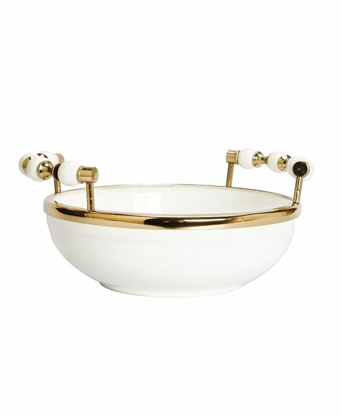 Classic Touch Round Bowl With Beaded Design Handles, 11 X 2 1 Classic Touch Round Bowl With Beaded Design Handles, 11 X 2