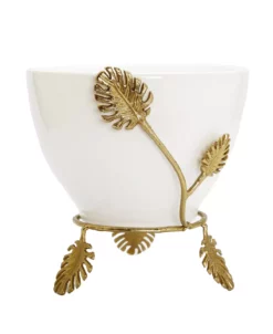 Classic Touch Eramic Bowl With Leaf Details, 9 X 11