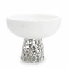Classic Touch Marble Bowl With Web Design Metal Base, 7 X 5.75