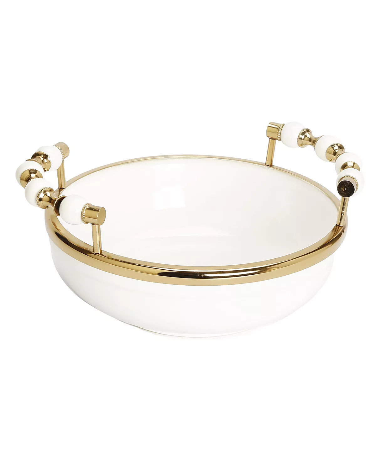 Classic Touch Round Bowl With Beaded Design Handles, 11 X 2 2 Classic Touch Round Bowl With Beaded Design Handles, 11 X 2 - Image 2