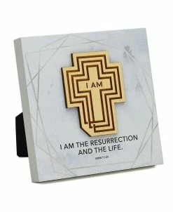 Dexsa I Am The Resurrection Meadow Wood Plaque, 6 X 6