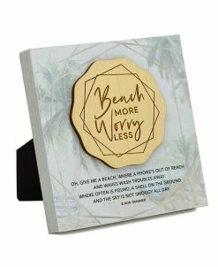 Dexsa Beach More Worry Less Meadow Wood Plaque, 6 X 6