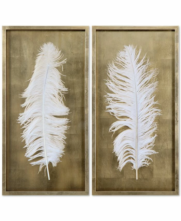 Uttermost White Feathers 2-Pc. Shadow Box Wall Art 1 Uttermost White Feathers 2-Pc. Shadow Box Wall Art