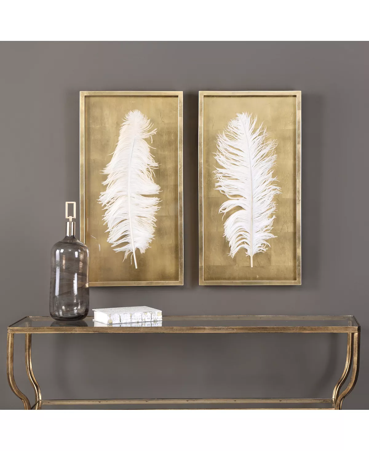 Uttermost White Feathers 2-Pc. Shadow Box Wall Art 2 Uttermost White Feathers 2-Pc. Shadow Box Wall Art - Image 2