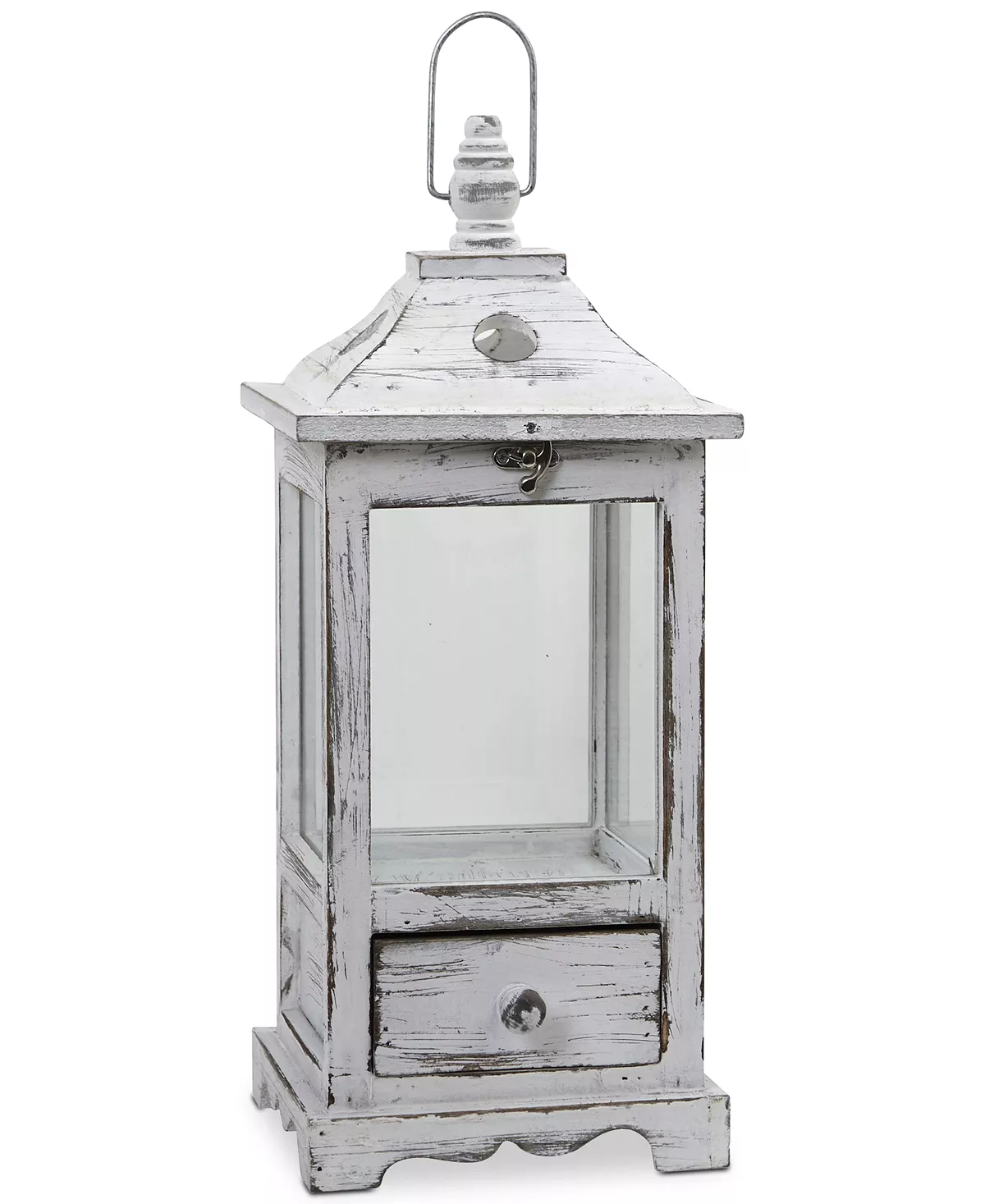 Nearly Natural Distressed Wood Lantern With Drawer 1 Nearly Natural Distressed Wood Lantern With Drawer