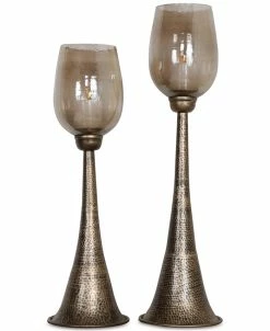 Uttermost Badal Antiqued Gold Candleholders, Set Of 2