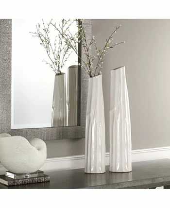 Uttermost Kenley Crackled White Vases, Set Of 2 2 Uttermost Kenley Crackled White Vases, Set Of 2 - Image 2